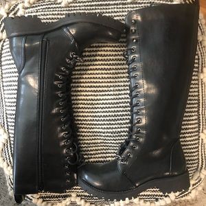 Very Volatile black combat boots with chain detail